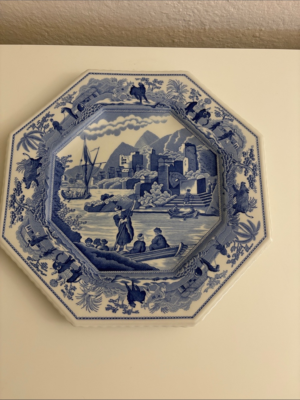 Spode Blue and White Octagonal Decorative Plate